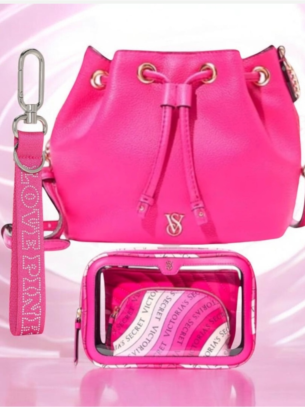 Victoria’s Secret HOT PINK MINI BUCKET BAG Bundle
